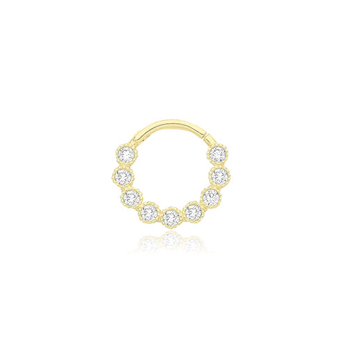 Ear Candy 9ct Gold CZ Set Cartilage Hoop / Septum Ring - John Ross Jewellers