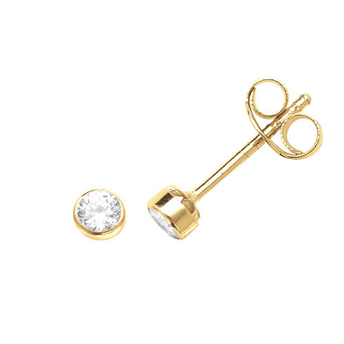 9ct Gold Bezel Set CZ Stud Earrings | 2mm - John Ross Jewellers
