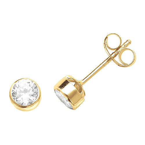 9ct Gold Bezel Set CZ Stud Earrings | 3mm - John Ross Jewellers