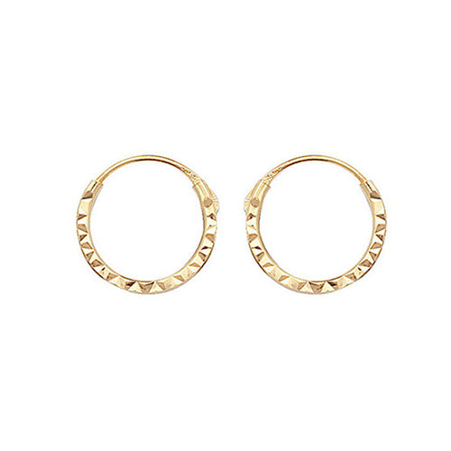 9ct Gold 8mm Diamond Cut Sleeper Earrings - John Ross Jewellers