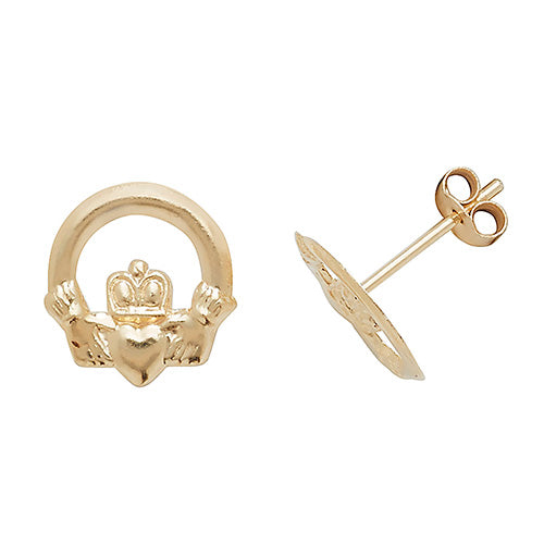 9ct Gold Claddagh Stud Earrings - John Ross Jewellers