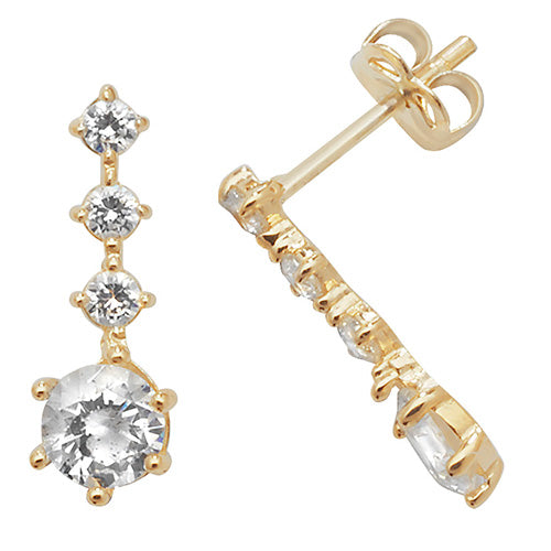 9ct Gold CZ Drop Earrings - John Ross Jewellers