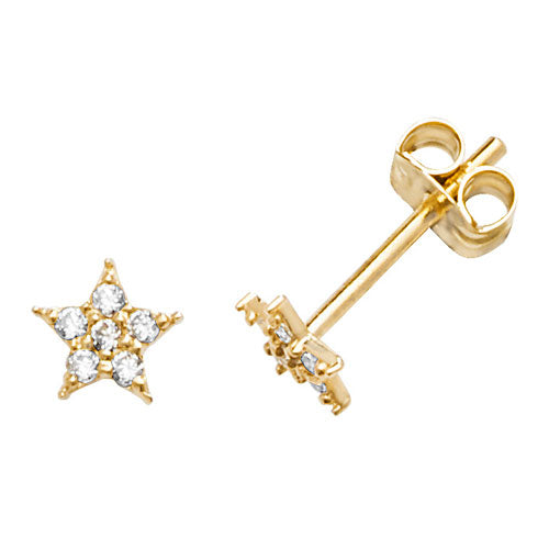 Ear Candy 9ct Gold CZ Star Stud Earrings - John Ross Jewellers