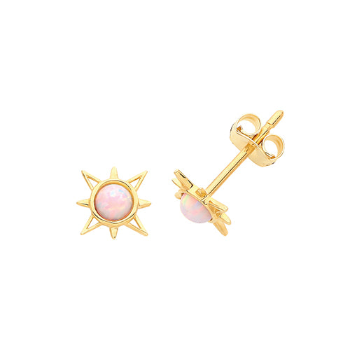 9ct Gold Opal Compass Star Stud Earrings - John Ross Jewellers
