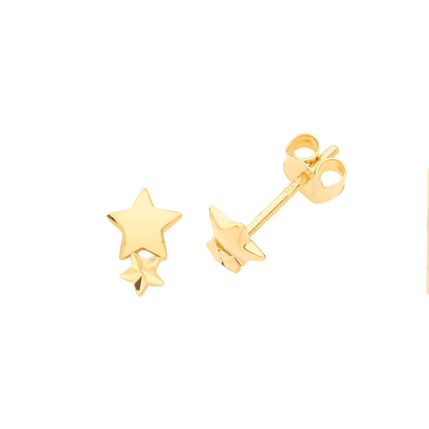 Ear Candy 9ct Gold Two Star Stud Earrings - John Ross Jewellers