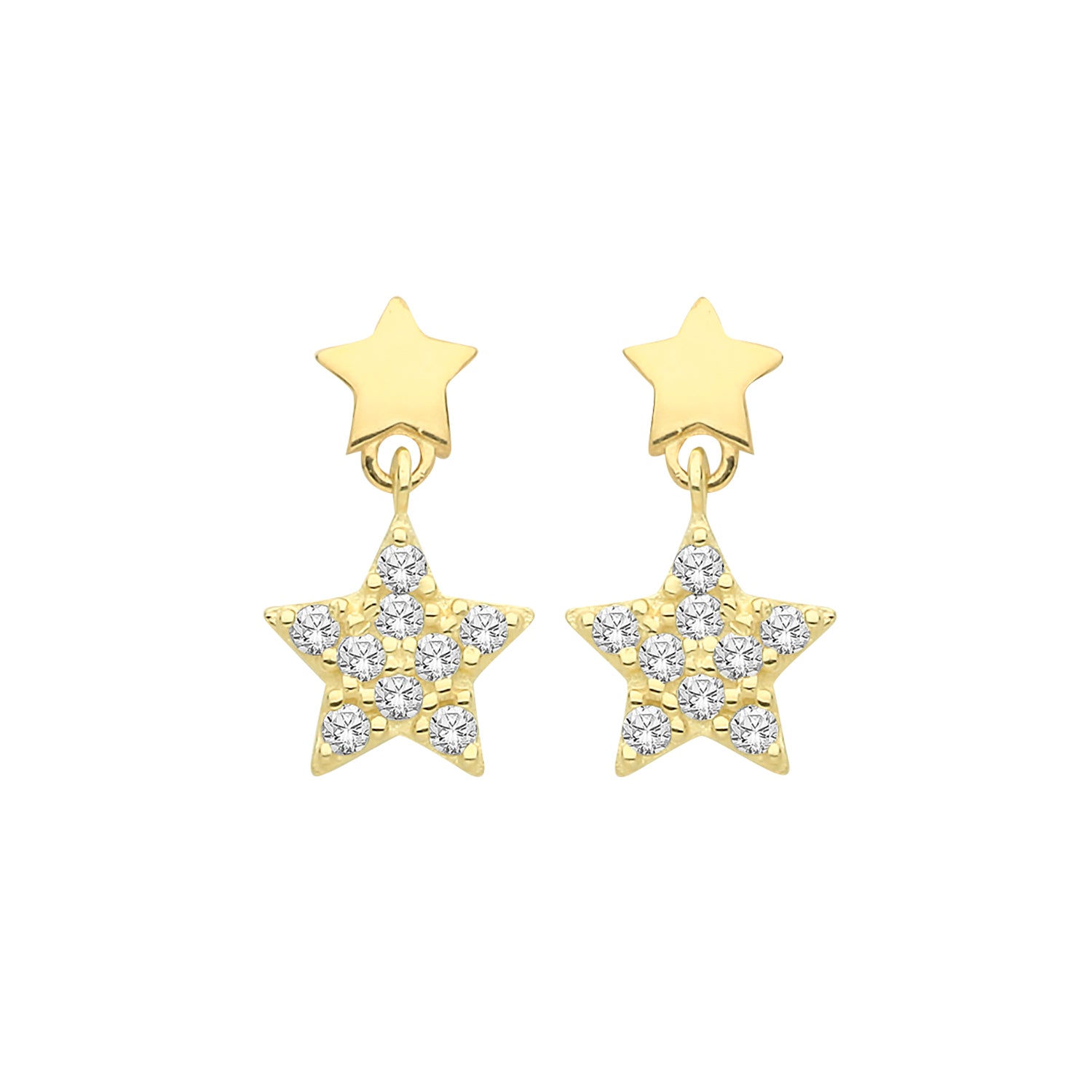 Ear Candy 9ct Gold CZ Star Drop Earrings - John Ross Jewellers
