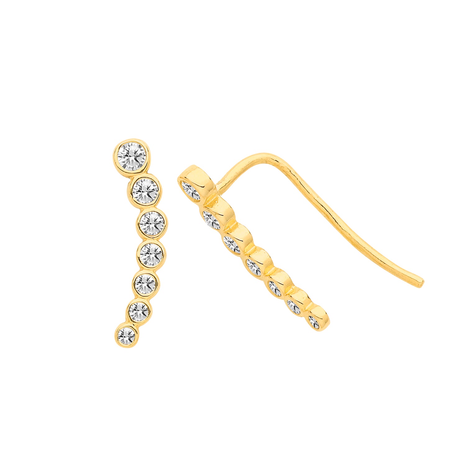 9ct Gold CZ Climbers - Bezel Set - John Ross Jewellers