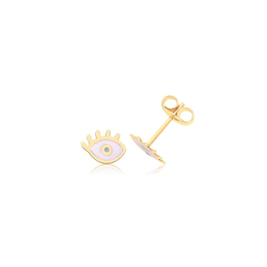 9ct Gold Enamel Eye Stud Earrings - John Ross Jewellers
