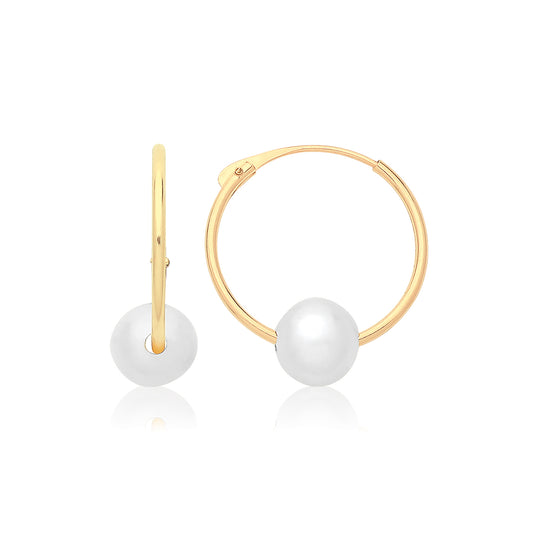 9ct Gold Sleeper Earrings | Pearl Slider - John Ross Jewellers