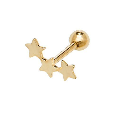 Ear Candy 9ct Gold Three Star Cartilage Stud | 8.5mm post - John Ross Jewellers