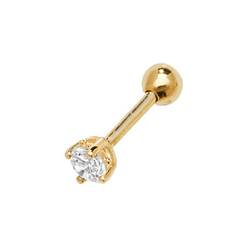 Ear Candy 9ct Gold CZ Cartilage Stud - 8mm Post - John Ross Jewellers