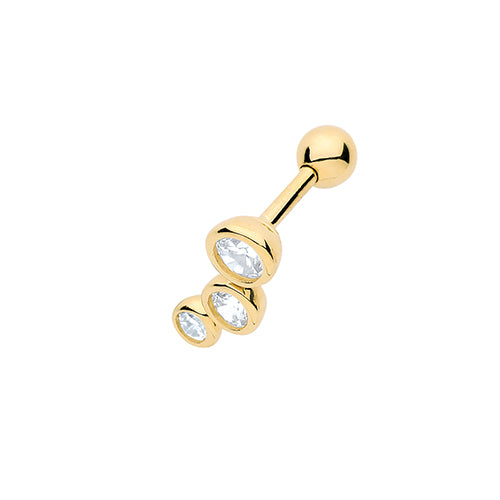 Ear Candy 9ct Gold Three CZ Cartilage Stud - Right - John Ross Jewellers