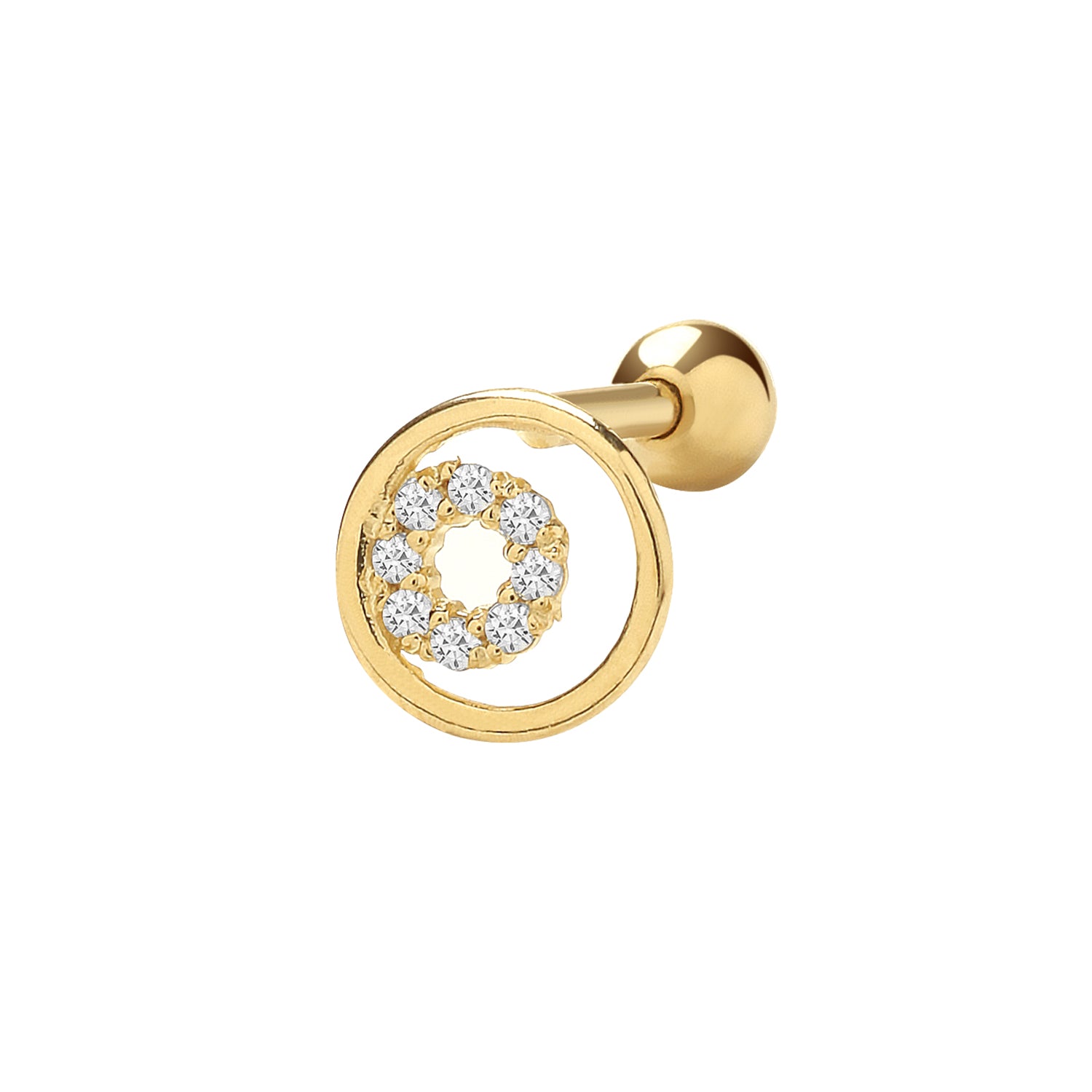 Ear Candy 9ct Gold CZ Circle Cartilage Stud - John Ross Jewellers