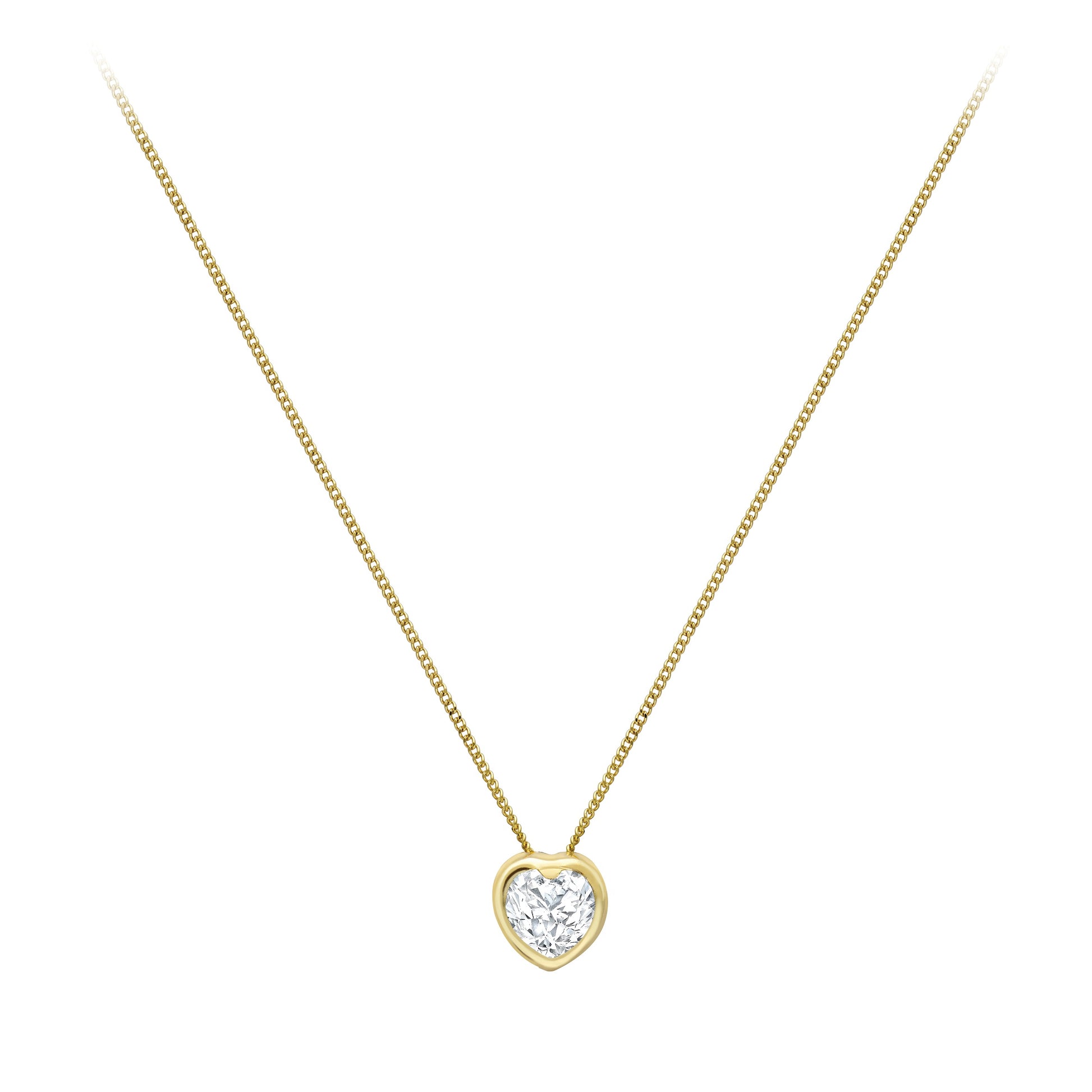 9ct Gold Bezel Set Heart CZ Slider Necklace - John Ross Jewellers