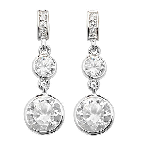 Silver CZ Drop Earrings - John Ross Jewellers