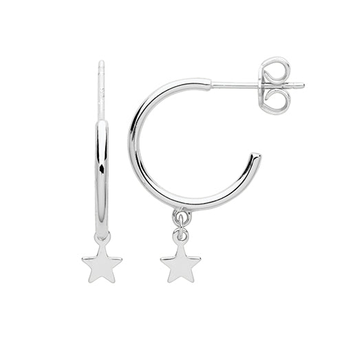 Silver Star Charm Hoop Earrings - John Ross Jewellers