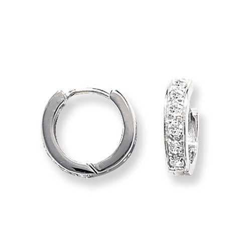 Silver CZ Huggie Hoop Earrings | Claw Set - John Ross Jewellers