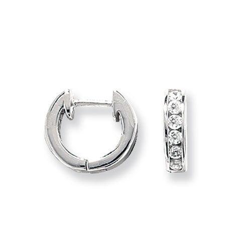 Silver CZ Huggie Hoop Earrings | Channel Set - John Ross Jewellers
