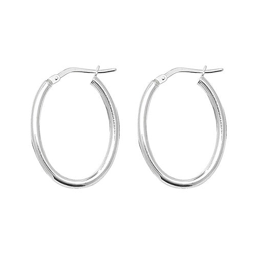 Silver Oval Tube Hoop Earrings - John Ross Jewellers
