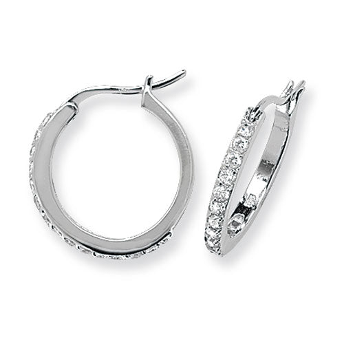 Silver CZ Hoop Earrings | Claw Set - John Ross Jewellers