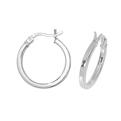 Silver 15mm Square Tube Hoop Earrings - 1.5mm Gauge - John Ross Jewellers