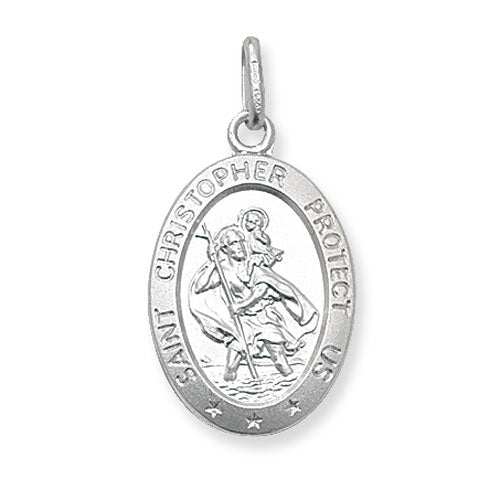 St Christopher Oval Medal Pendant and Chain - John Ross Jewellers
