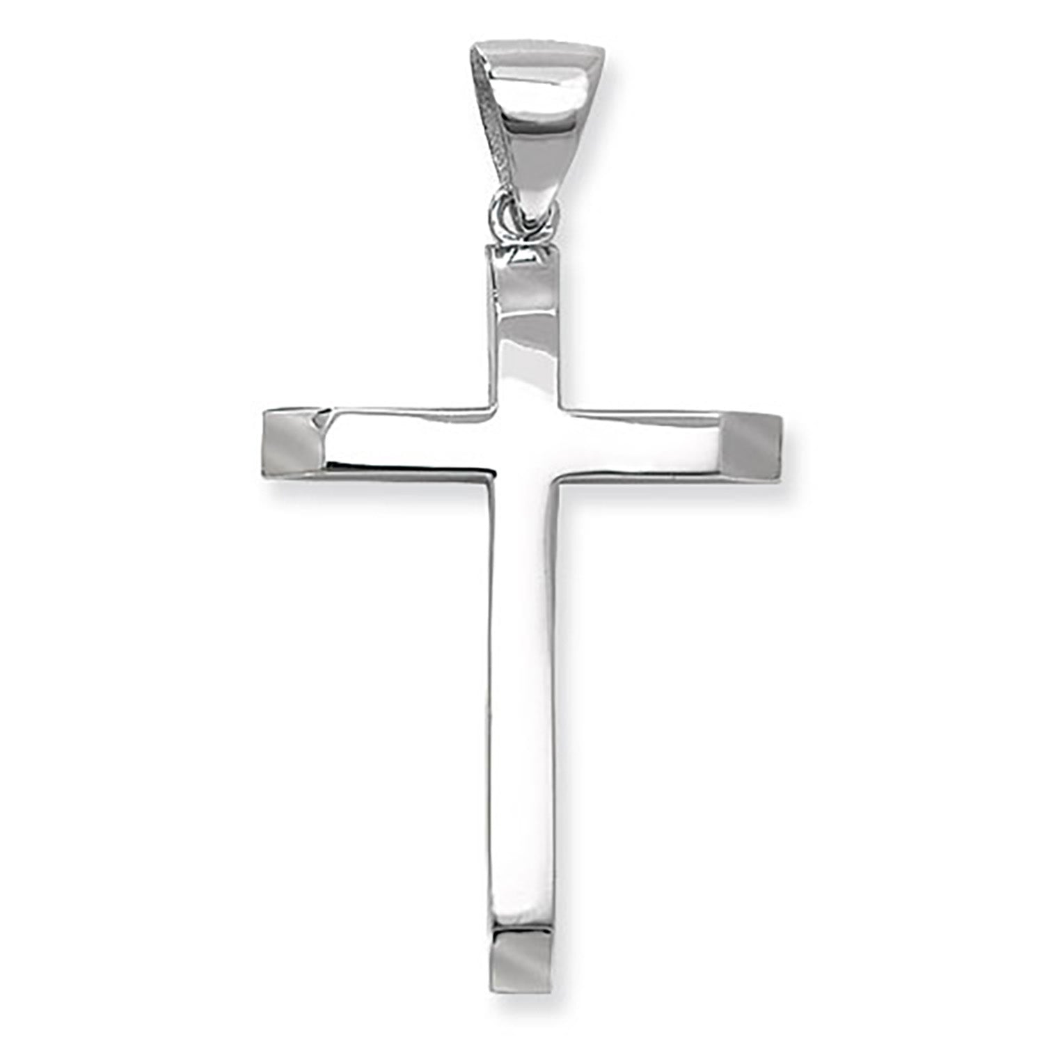 Silver Classic Chamfered Cross Necklace - Extra Large - John Ross Jewellers