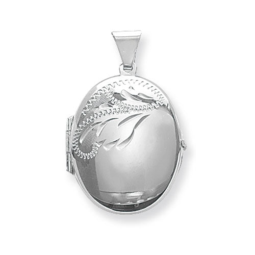 Silver Classic Engraved Oval Locket and Chain - John Ross Jewellers