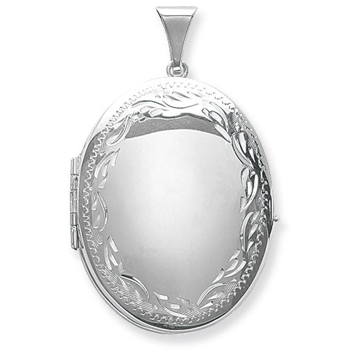 Silver Large Oval Family Locket and Chain - John Ross Jewellers