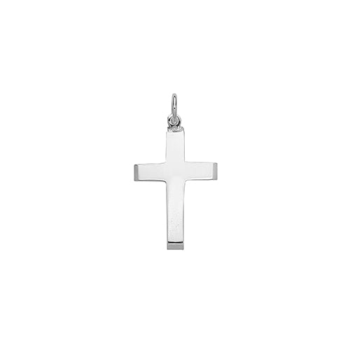 Silver Modern Chamfered Cross Necklace - Medium - John Ross Jewellers