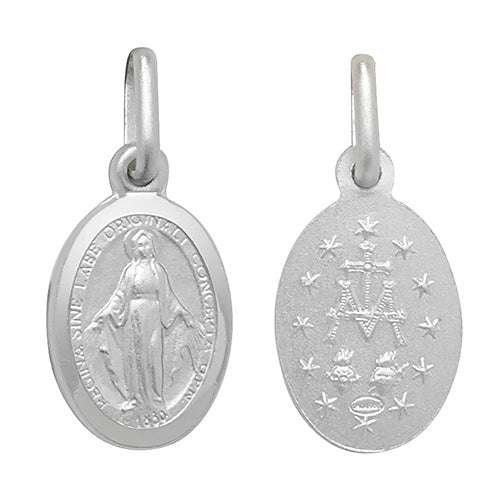 Silver Oval Miraculous Medal Pendant and Chain | Small - John Ross Jewellers
