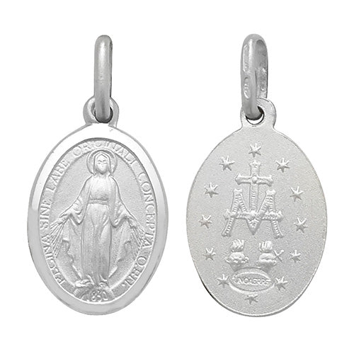 Silver Oval Miraculous Medal Pendant and Chain - John Ross Jewellers