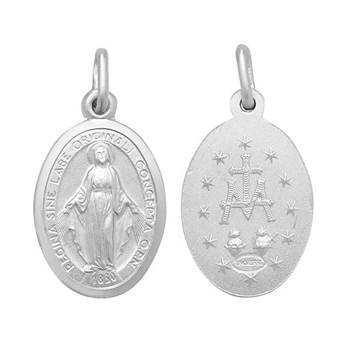 Silver Oval Miraculous Medal Pendant and Chain - John Ross Jewellers