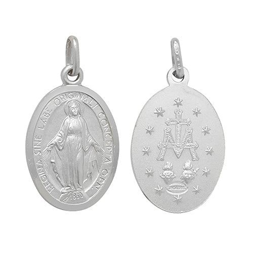 Silver Oval Miraculous Medal Pendant and Chain | Large - John Ross Jewellers