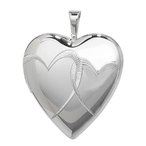 Silver Large Two Hearts Locket and Chain - John Ross Jewellers