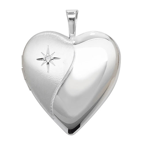 Silver Classic Heart Diamond Set Locket and Chain - John Ross Jewellers