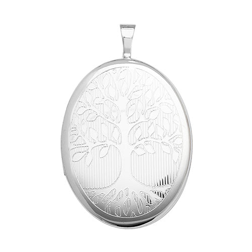 Silver Oval Tree Of Life Locket and Chain - John Ross Jewellers