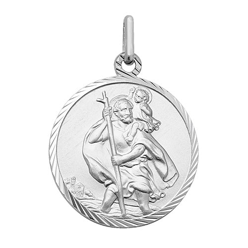 St Christopher Medal Pendant and Chain | Medium Large - John Ross Jewellers