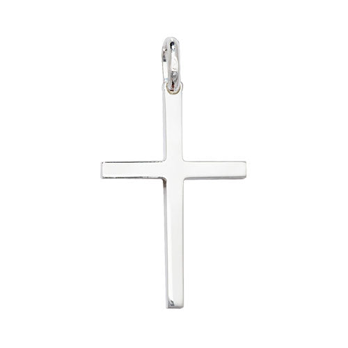 Silver Classic Slim Cross Necklace - Medium - John Ross Jewellers