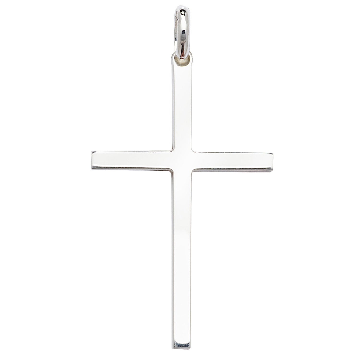 Silver Classic Slim Cross Necklace - Large - John Ross Jewellers