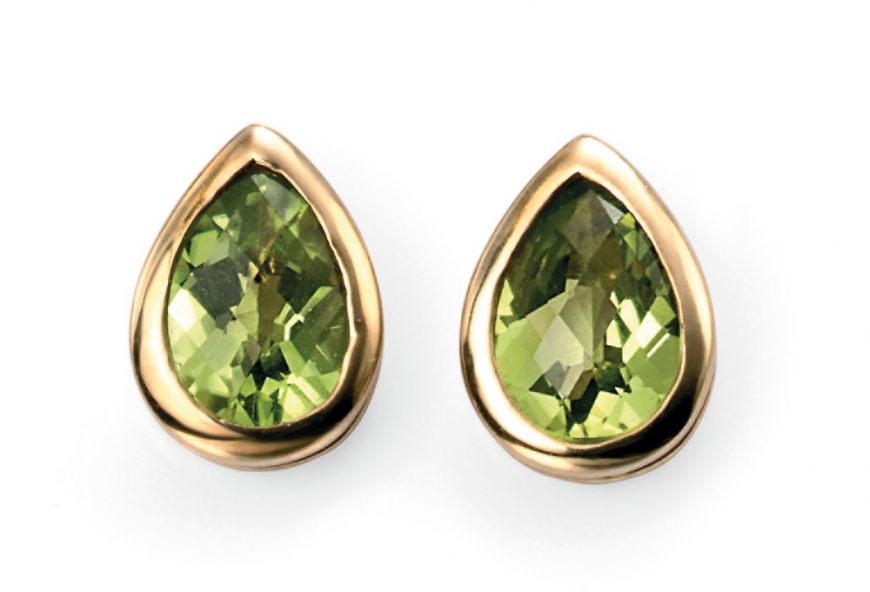9ct Gold Peridot Pear Earrings - John Ross Jewellers