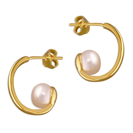 SUNSHINE Pearl Half Hoop Earrings - John Ross Jewellers