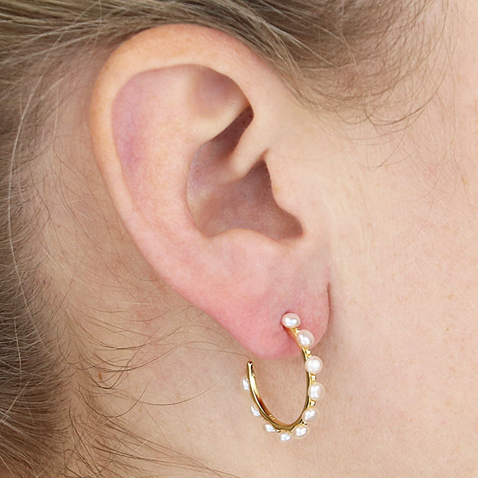 Sunshine Freshwater Pearl & Bead Hoop Earrings | 22mm - John Ross Jewellers