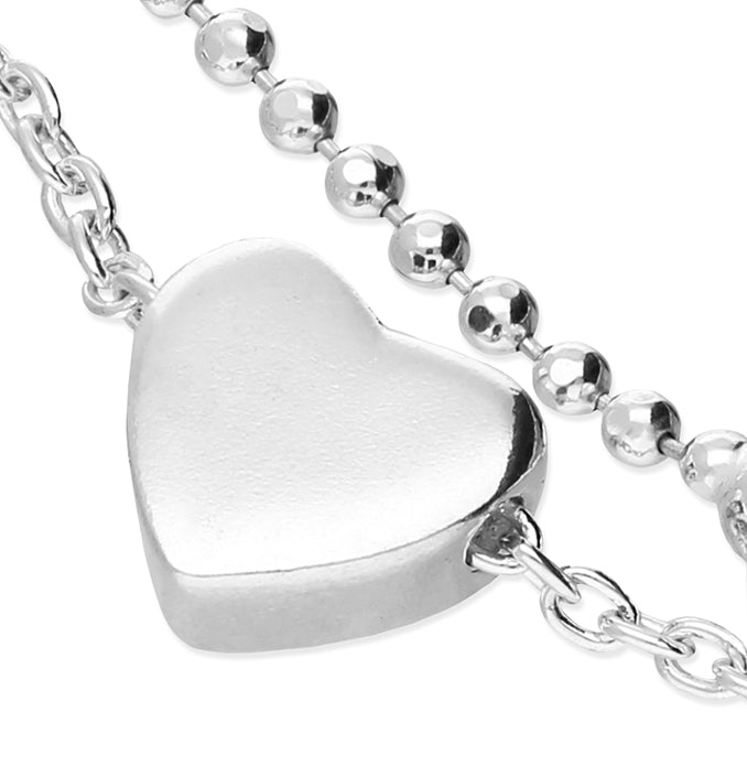 Silver Anklet - Beaded & Heart Slider - John Ross Jewellers