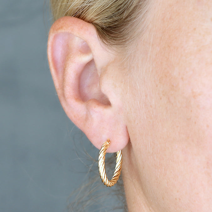 Sunshine 20mm Twist Hoop Earrings - Gold - John Ross Jewellers