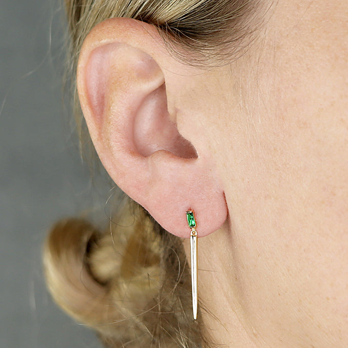 Sunshine Green CZ Rectangle Spike Drop Earrings - John Ross Jewellers