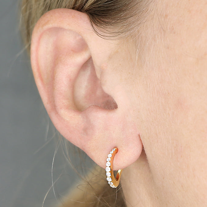 Sunshine CZ Wavy J Hoop Earrings - John Ross Jewellers