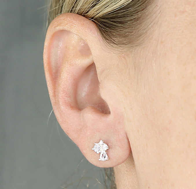 Silver CZ Mixture Stud Earrings - John Ross Jewellers