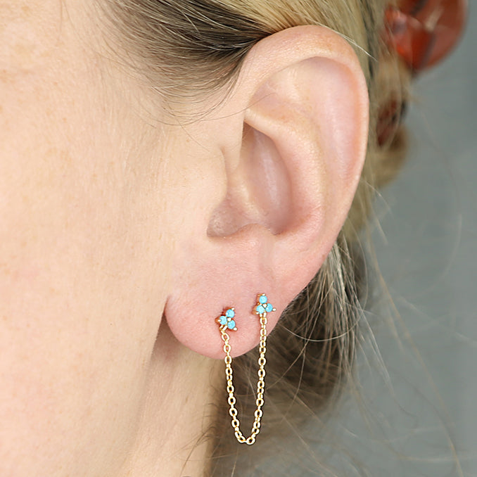 Sunshine Turquoise Trio & Chain Stud Earrings - John Ross Jewellers