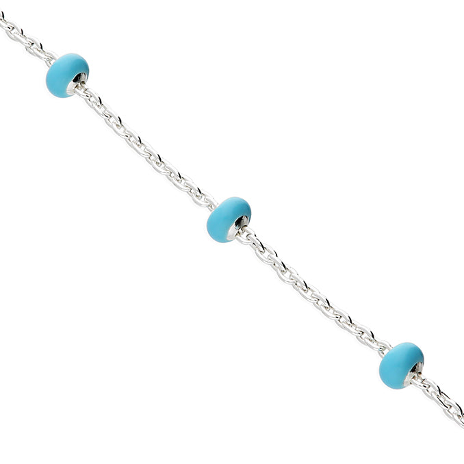 Silver Dainty Turquoise Enamel Necklace - John Ross Jewellers